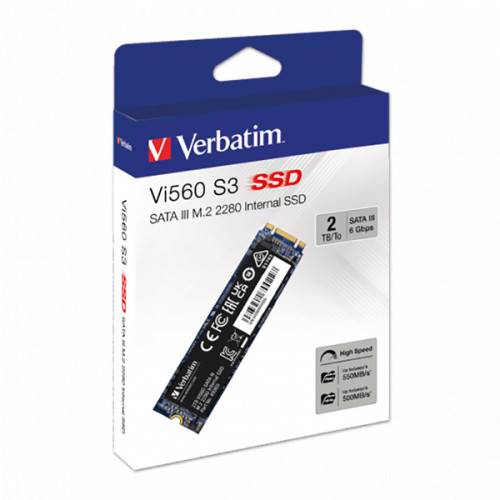 Interný disk SSD Verbatim interný M.2 SATA III, 2000GB, 2TB, Vi560, 49365, 550 MB/s-R, 500 MB/s-W
