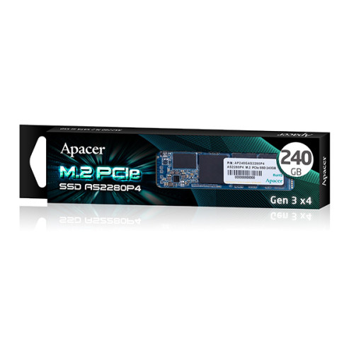 Interný disk SSD Apacer M.2 PCIe, interný M.2 PCIe, 240GB, AS2280P4, AP240GAS2280P4-1, 1800 MB/s-R, 1100 MB/s-W