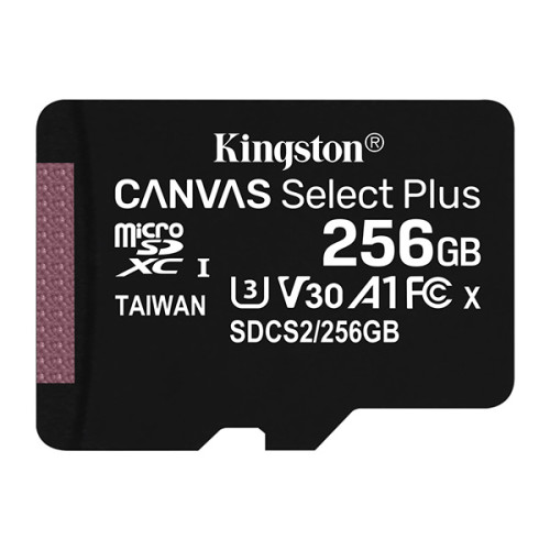 Kingston pamäťová karta Canvas Select Plus, 256GB, micro SDXC, SDCS2/256GBSP, UHS-I U1 (Class 10), A1